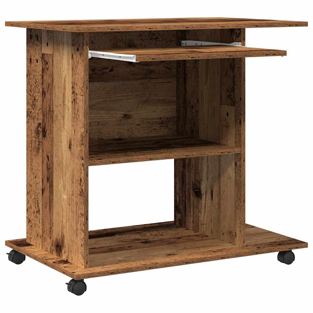 Computerbureau 80x50x75 cm bewerkt hout oud houtkleurig is nu te koop bij PeponiXL, paradijselijk wonen!