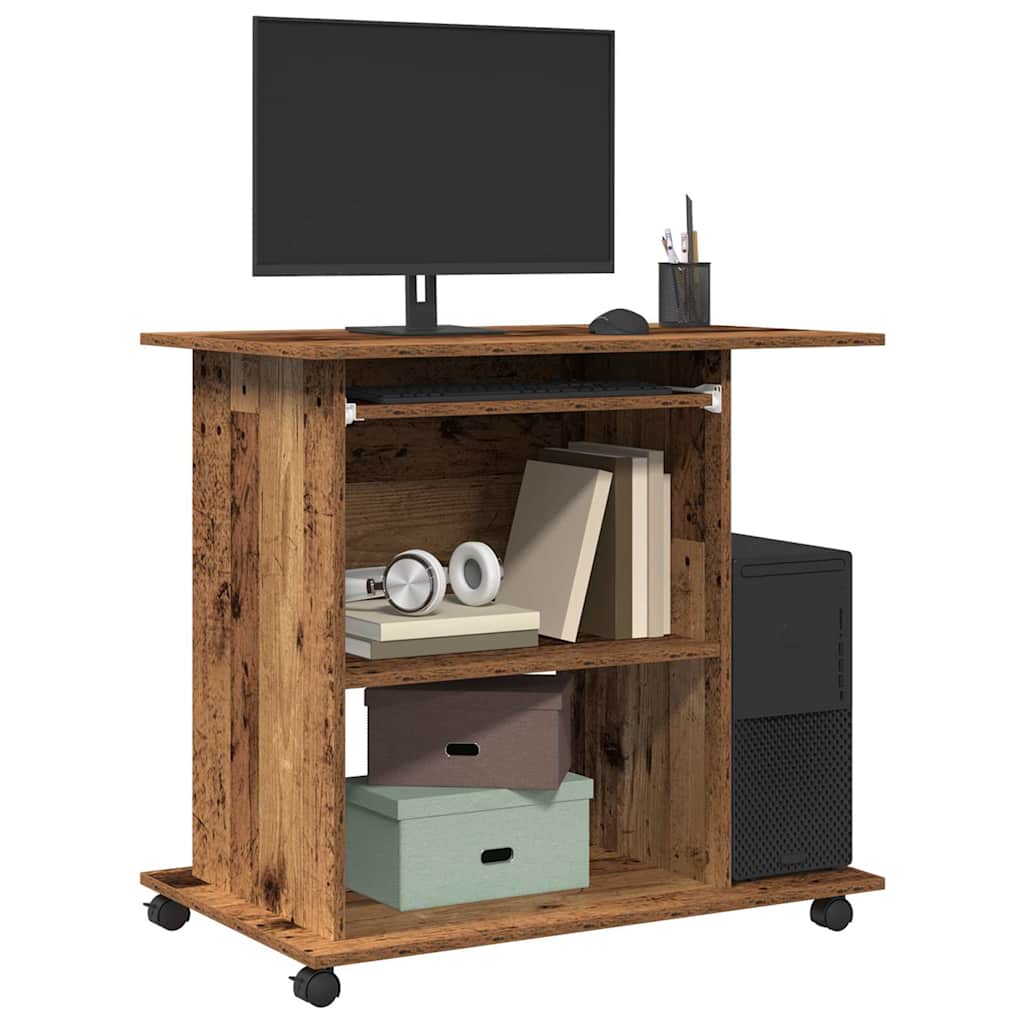 Computerbureau 80x50x75 cm bewerkt hout oud houtkleurig is nu te koop bij PeponiXL, paradijselijk wonen!