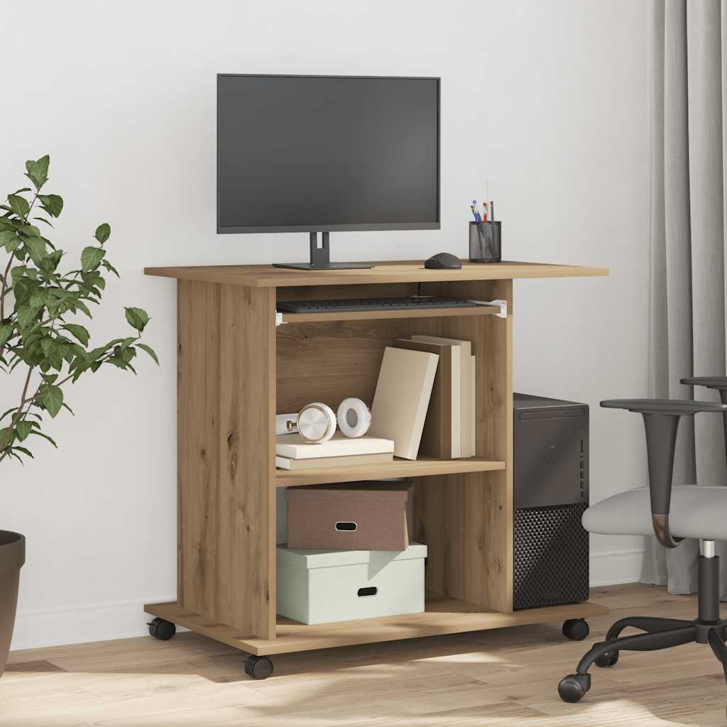Computerbureau 80x50x75 cm bewerkt hout artisanaal eikenkleur is nu te koop bij PeponiXL, paradijselijk wonen!