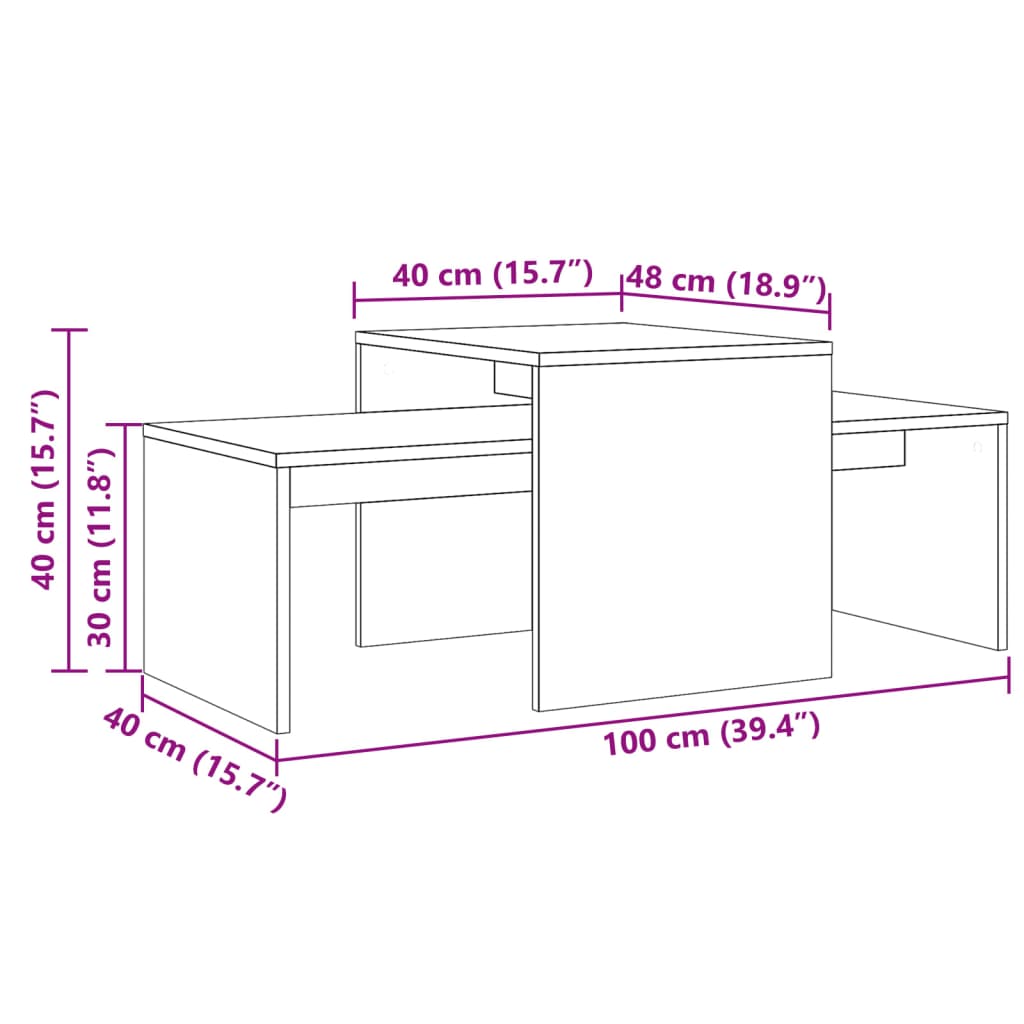 Salontafel 100x48x40 cm bewerkt hout artisanaal eikenkleurig is nu te koop bij PeponiXL, paradijselijk wonen!