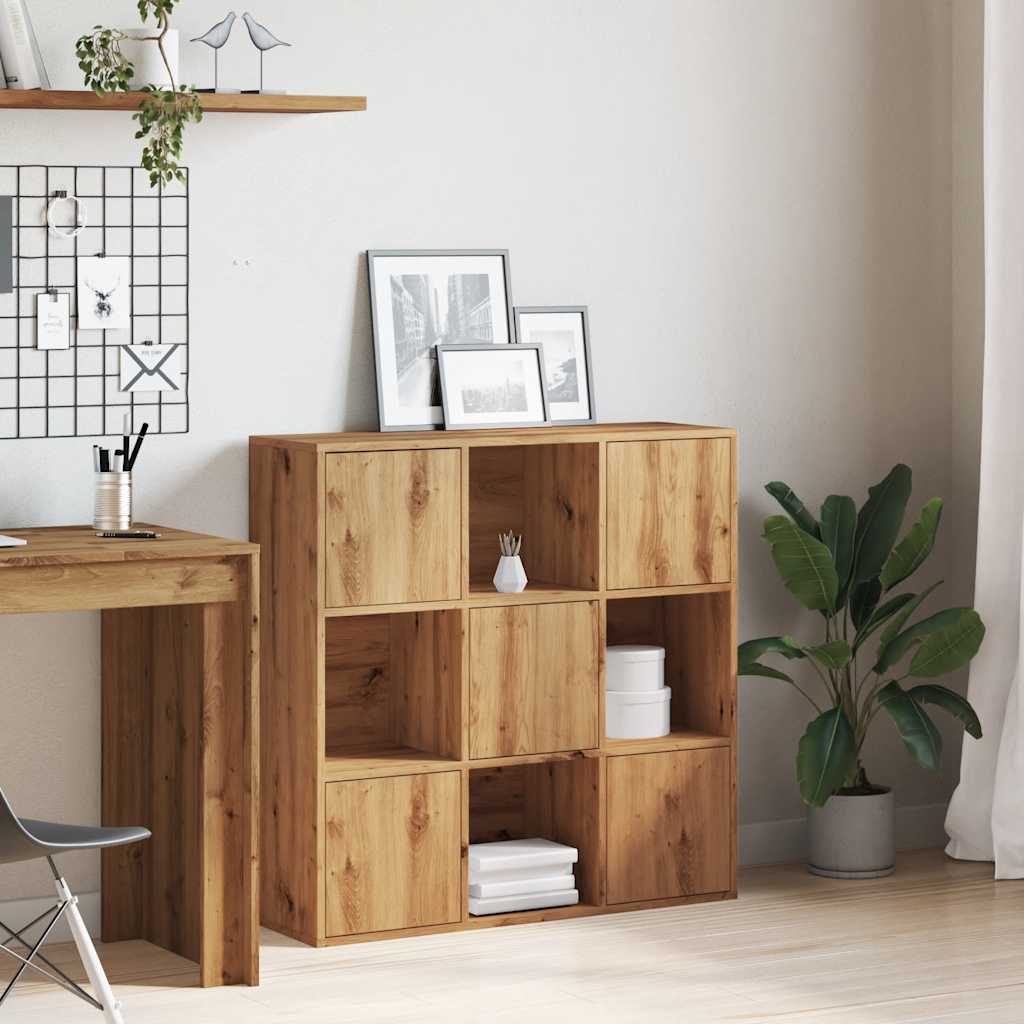 Boekenrek 90x28x90 cm bewerkt hout artisanaal eikenkleurig is nu te koop bij PeponiXL, paradijselijk wonen!