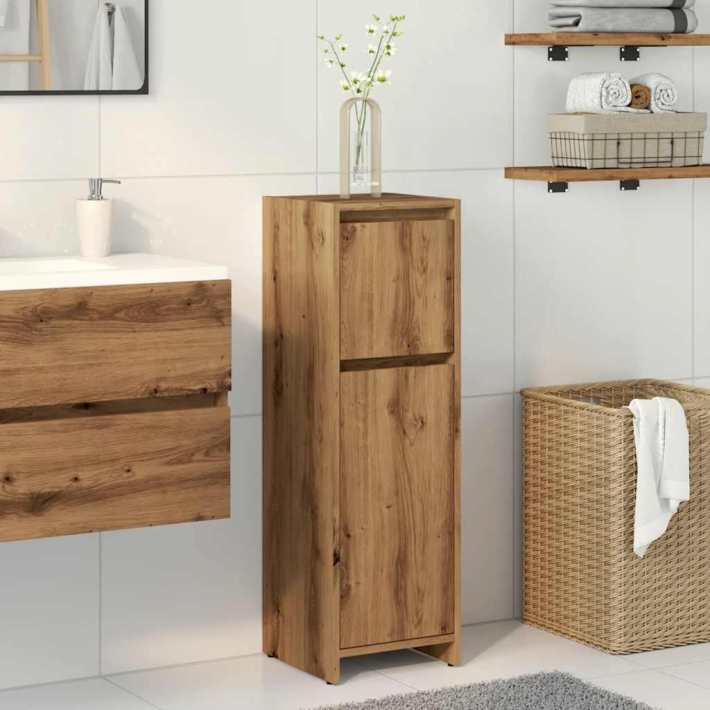 Badkamerkast 30x30x95 cm bewerkt hout artisanaal eikenkleur is nu te koop bij PeponiXL, paradijselijk wonen!