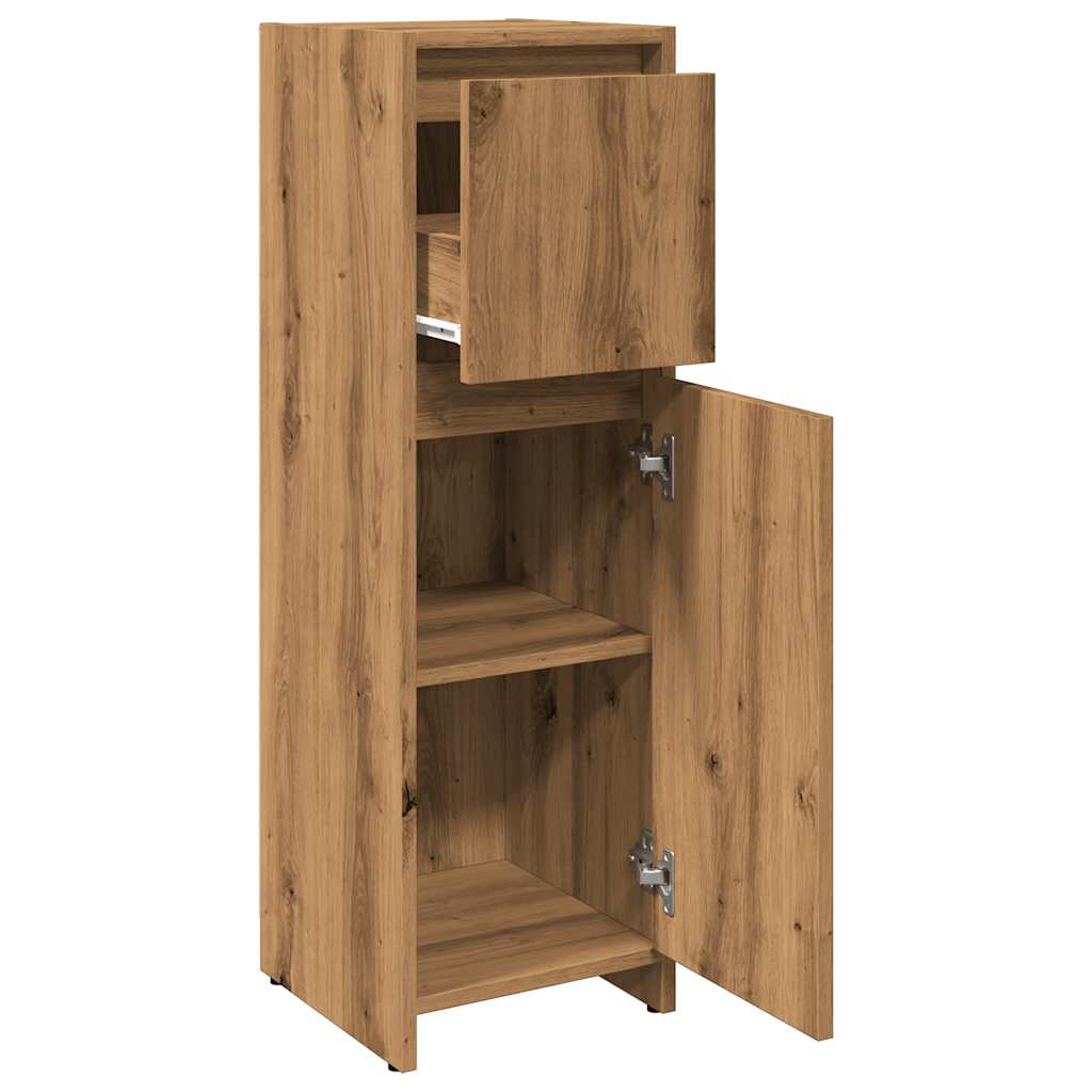 Badkamerkast 30x30x95 cm bewerkt hout artisanaal eikenkleur is nu te koop bij PeponiXL, paradijselijk wonen!