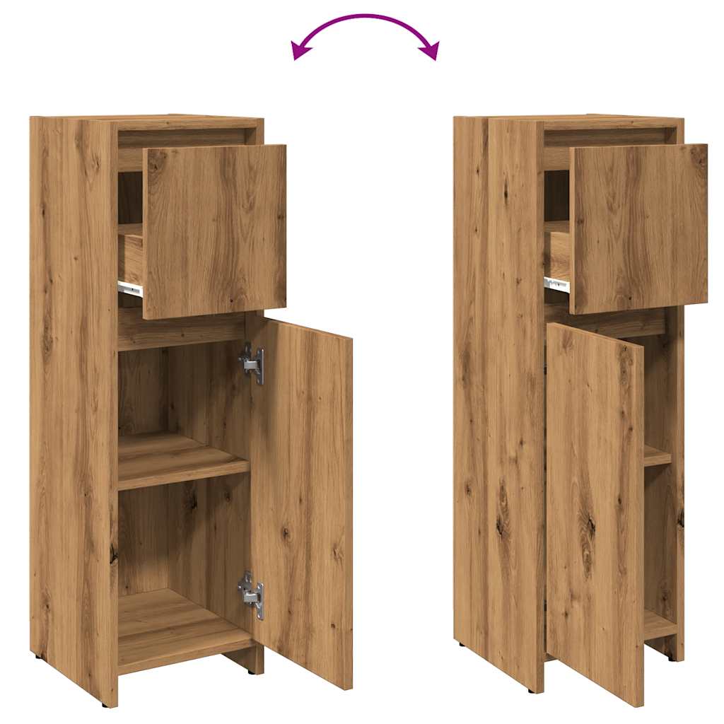 Badkamerkast 30x30x95 cm bewerkt hout artisanaal eikenkleur is nu te koop bij PeponiXL, paradijselijk wonen!