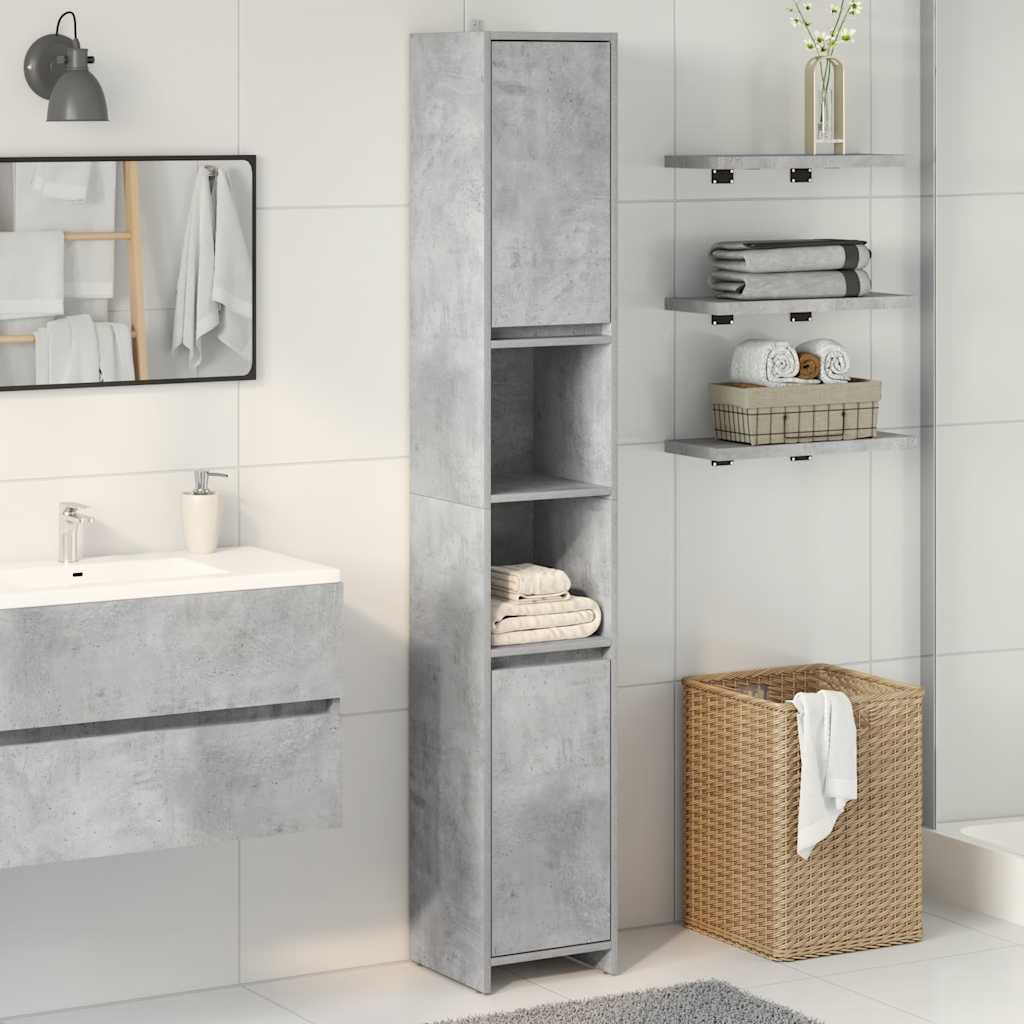 Badkamerkast 30x30x183,5 cm spaanplaat betongrijs is nu te koop bij PeponiXL, paradijselijk wonen!