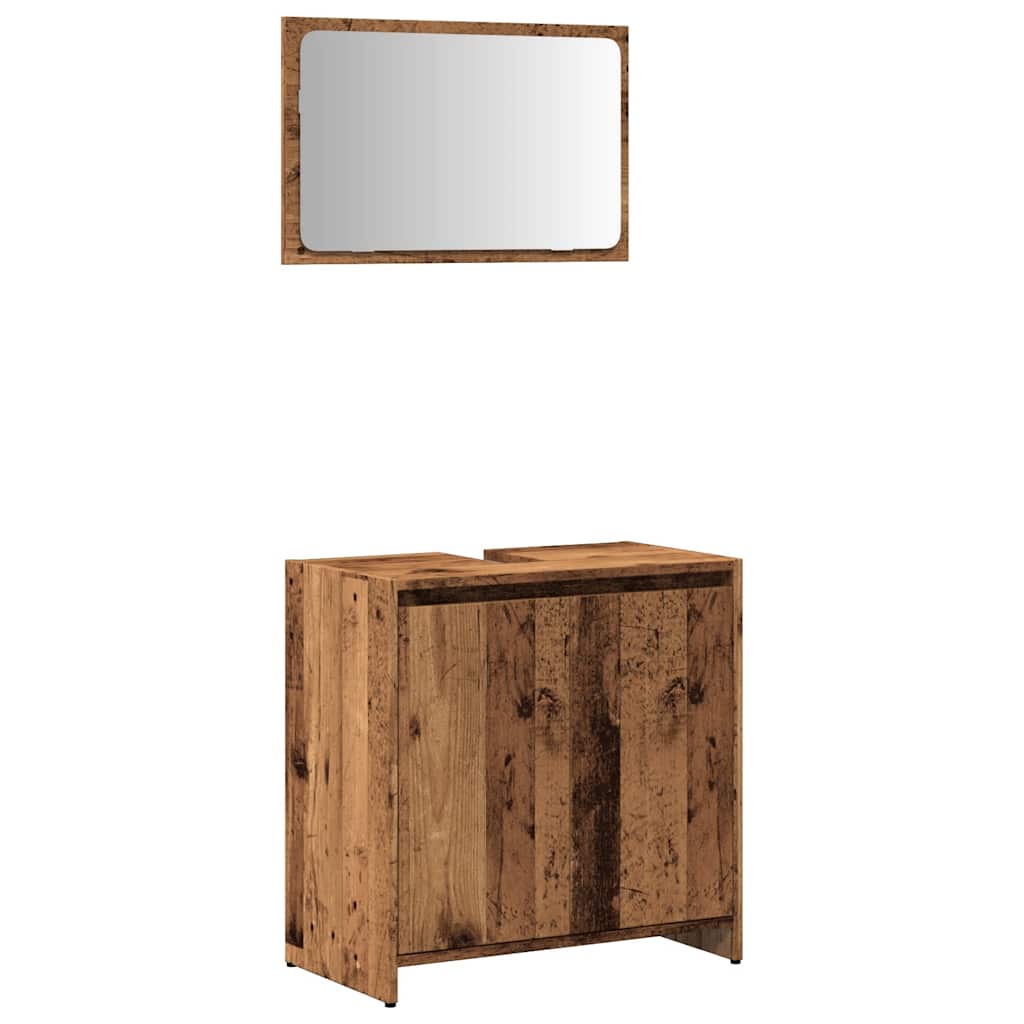 2-delige Badkamermeubelset bewerkt hout oud houtkleurig is nu te koop bij PeponiXL, paradijselijk wonen!