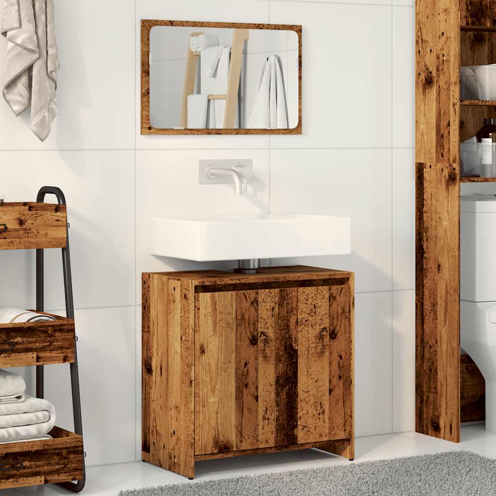 2-delige Badkamermeubelset bewerkt hout oud houtkleurig is nu te koop bij PeponiXL, paradijselijk wonen!