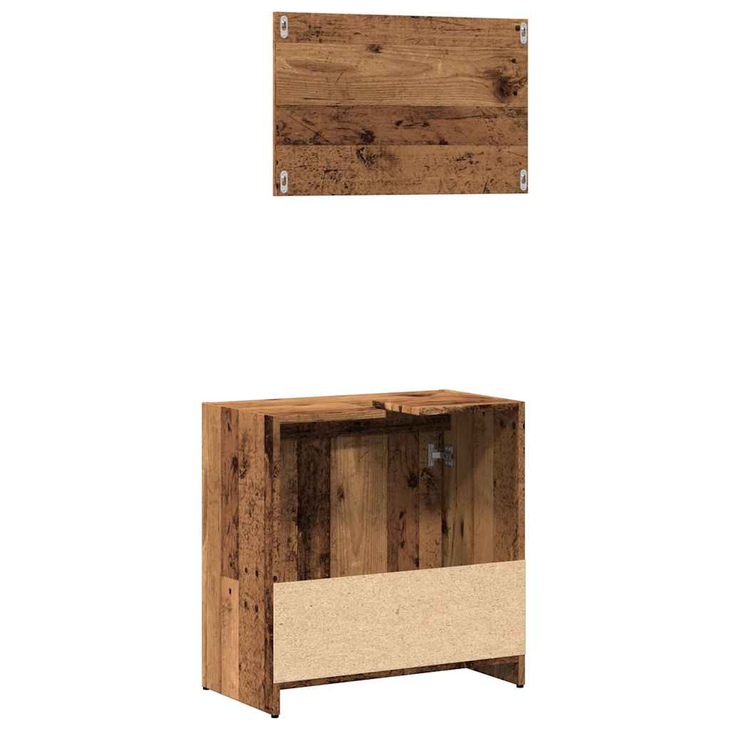 2-delige Badkamermeubelset bewerkt hout oud houtkleurig is nu te koop bij PeponiXL, paradijselijk wonen!