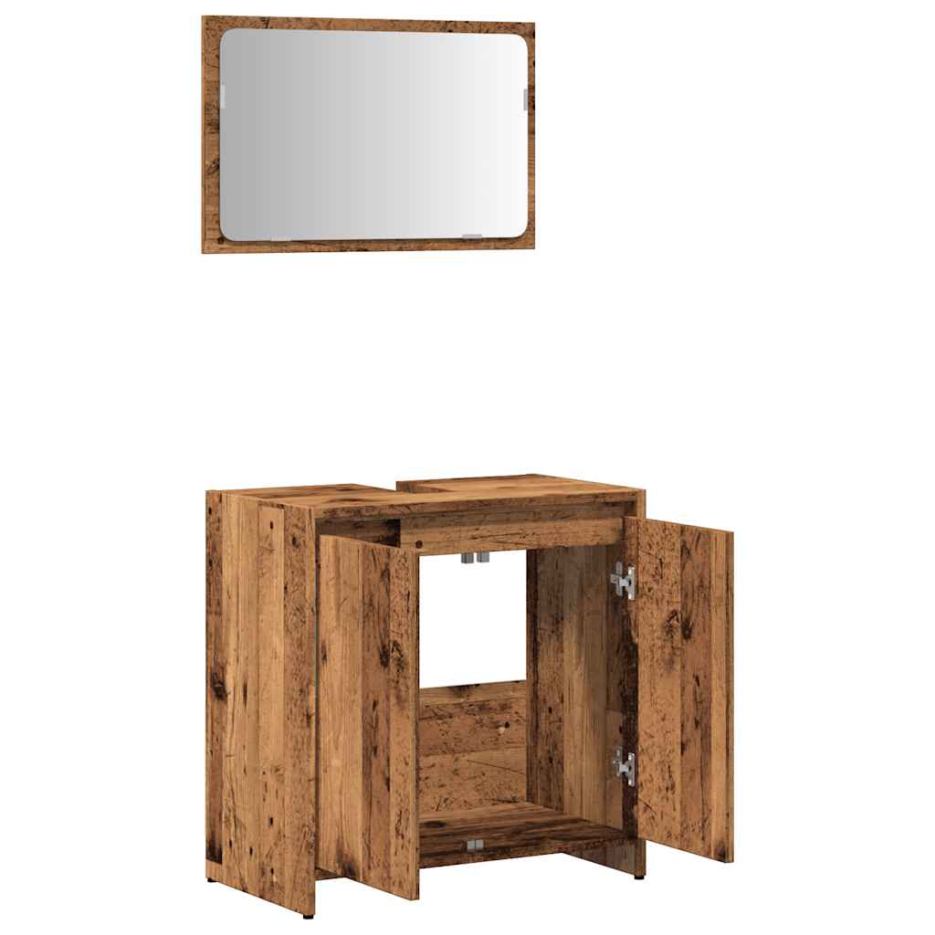 2-delige Badkamermeubelset bewerkt hout oud houtkleurig is nu te koop bij PeponiXL, paradijselijk wonen!