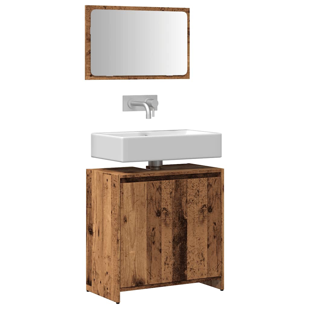 2-delige Badkamermeubelset bewerkt hout oud houtkleurig is nu te koop bij PeponiXL, paradijselijk wonen!