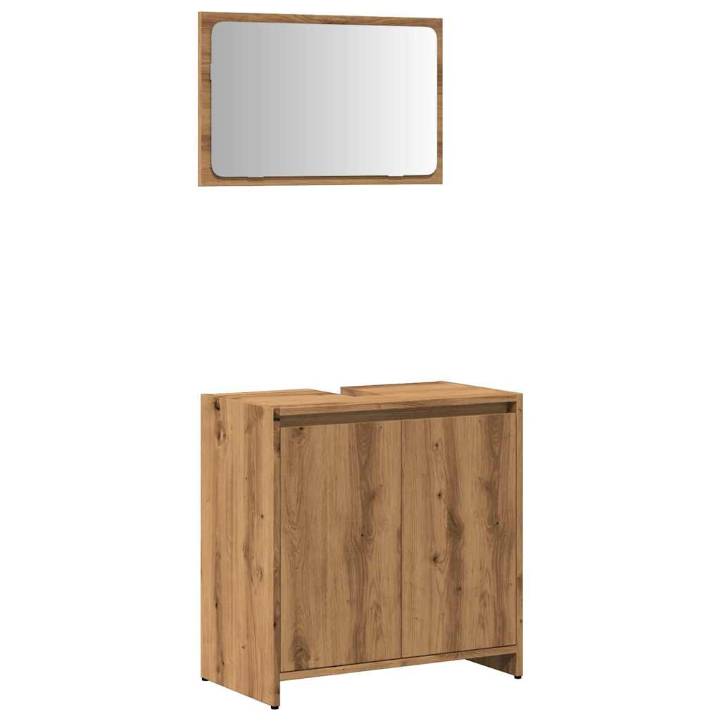 2-delige Badkamermeubelset bewerkt hout artisanaal eikenkleur is nu te koop bij PeponiXL, paradijselijk wonen!