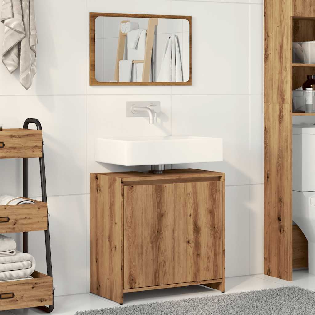 2-delige Badkamermeubelset bewerkt hout artisanaal eikenkleur is nu te koop bij PeponiXL, paradijselijk wonen!