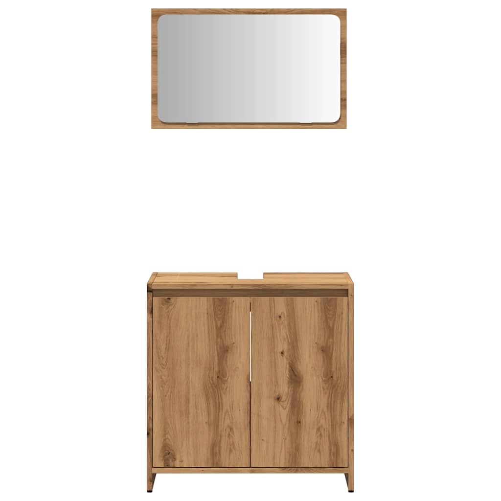 2-delige Badkamermeubelset bewerkt hout artisanaal eikenkleur is nu te koop bij PeponiXL, paradijselijk wonen!