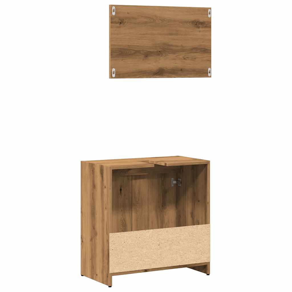 2-delige Badkamermeubelset bewerkt hout artisanaal eikenkleur is nu te koop bij PeponiXL, paradijselijk wonen!