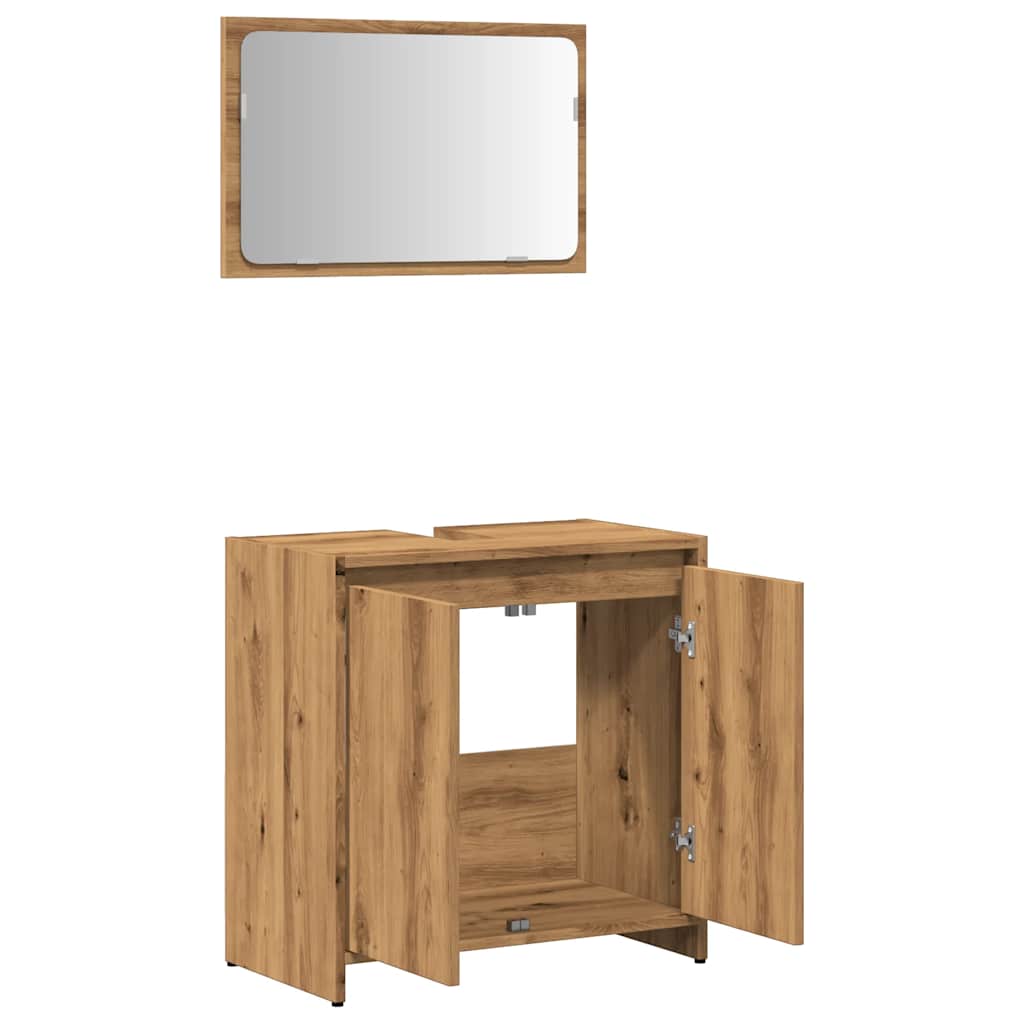 2-delige Badkamermeubelset bewerkt hout artisanaal eikenkleur is nu te koop bij PeponiXL, paradijselijk wonen!