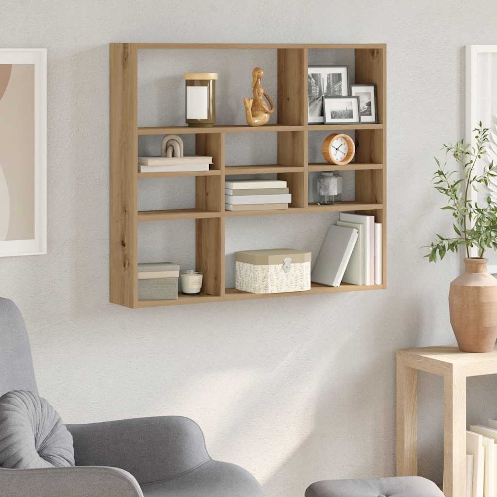 Wandschap 90x16x78 cm bewerkt hout artisanaal eikenkleurig is nu te koop bij PeponiXL, paradijselijk wonen!
