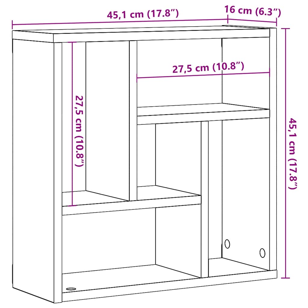 Wandschap 45x16x45 cm bewerkt hout artisanaal eikenkleurig is nu te koop bij PeponiXL, paradijselijk wonen!