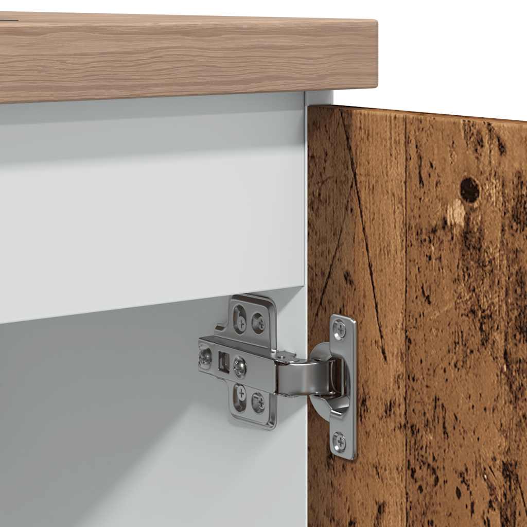 Wastafelonderkast Lyon 80x46x81,5 cm bewerkt hout oud houtkleurig is nu te koop bij PeponiXL, paradijselijk wonen!