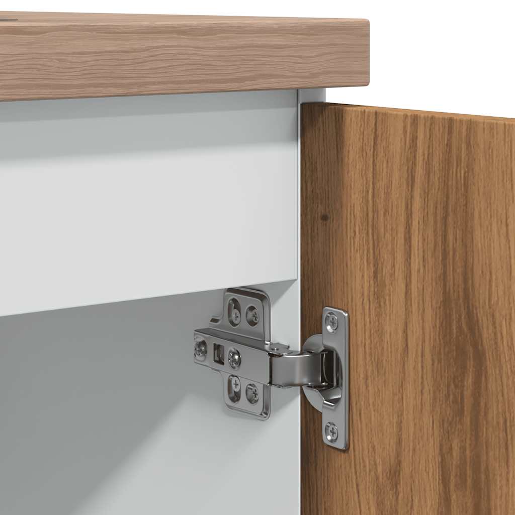 Gootsteenkast Lyon 80x46x81,5 cm bewerkt hout artisanaal eikenkleur is nu te koop bij PeponiXL, paradijselijk wonen!