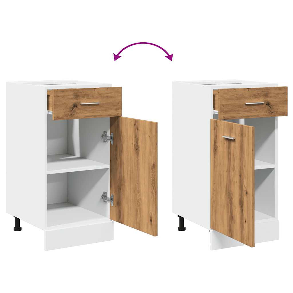 Onderkast met lade Lyon 40x46x81,5 cm bewerkt hout artisanaal eiken is nu te koop bij PeponiXL, paradijselijk wonen!