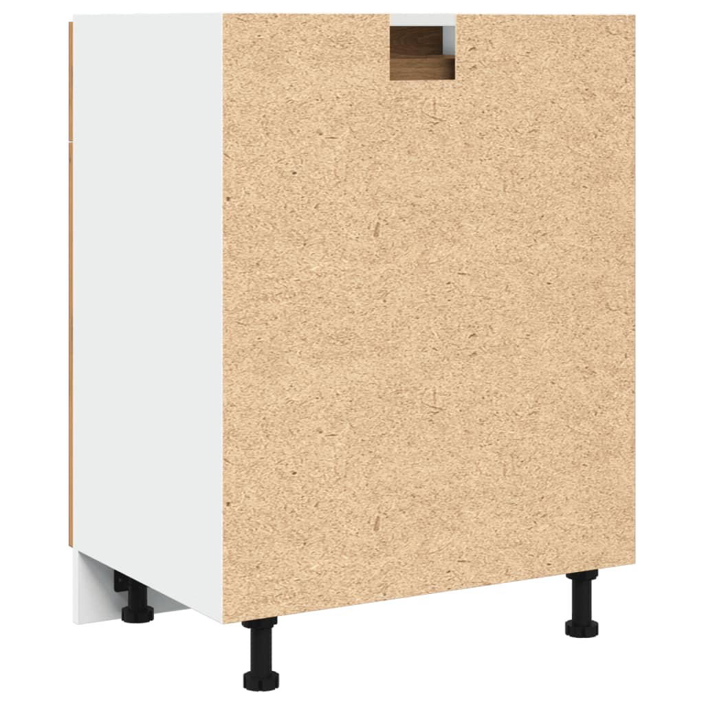 Onderkast met lade Lyon 60x46x81,5 cm bewerkt hout artisanaal eiken is nu te koop bij PeponiXL, paradijselijk wonen!