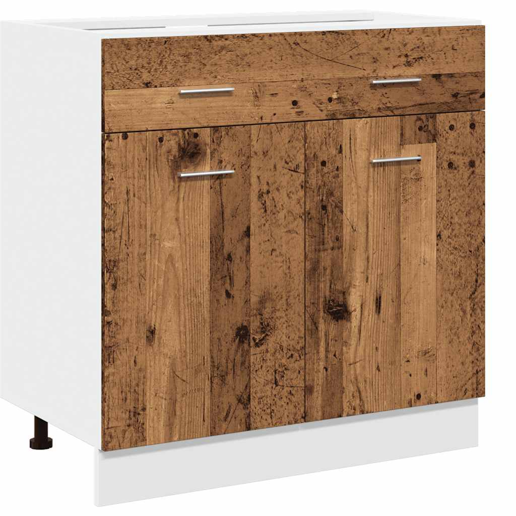 Onderkast met lade Lyon 80x46x81,5 cm bewerkt hout oud houtkleurig is nu te koop bij PeponiXL, paradijselijk wonen!