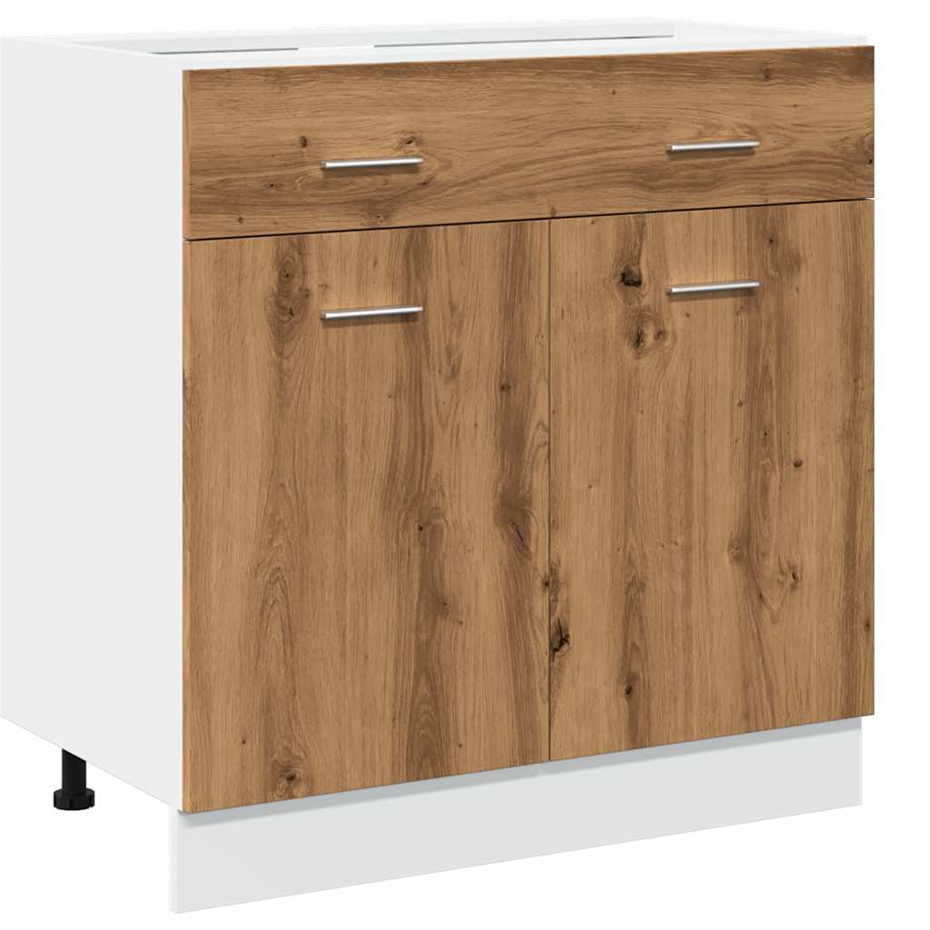 Onderkast met lade Lyon 80x46x81,5 cm bewerkt hout artisanaal eiken is nu te koop bij PeponiXL, paradijselijk wonen!