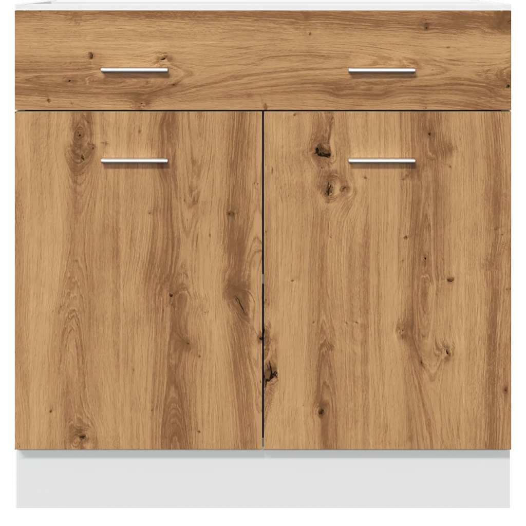 Onderkast met lade Lyon 80x46x81,5 cm bewerkt hout artisanaal eiken is nu te koop bij PeponiXL, paradijselijk wonen!