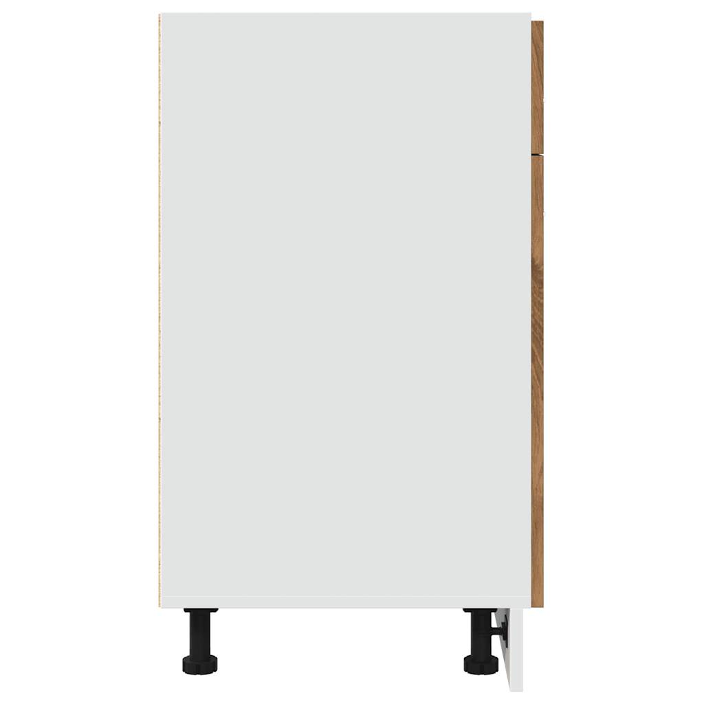 Onderkast met lade Lyon 80x46x81,5 cm bewerkt hout artisanaal eiken is nu te koop bij PeponiXL, paradijselijk wonen!