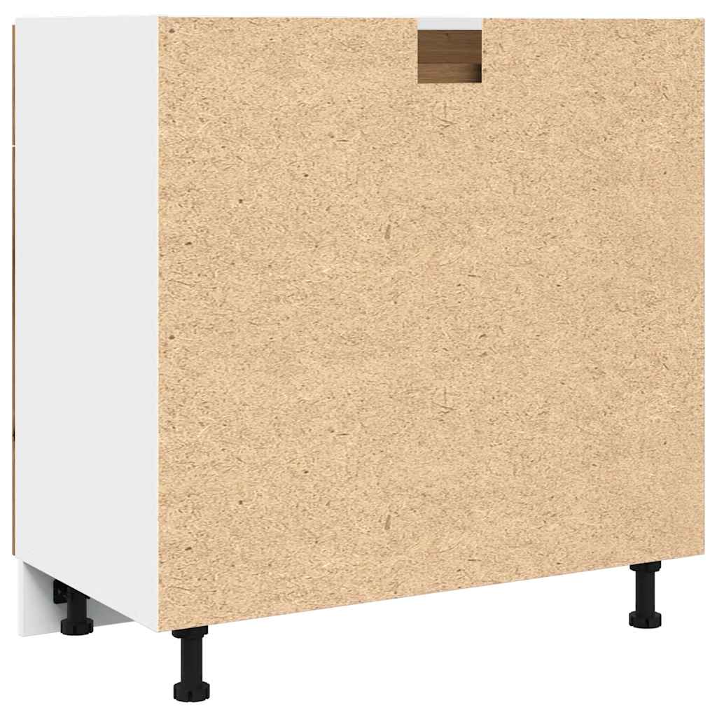 Onderkast met lade Lyon 80x46x81,5 cm bewerkt hout artisanaal eiken is nu te koop bij PeponiXL, paradijselijk wonen!