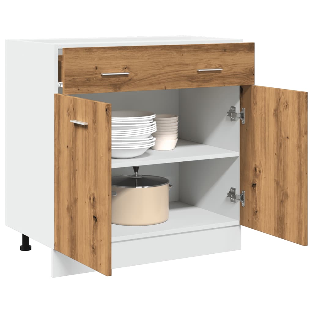 Onderkast met lade Lyon 80x46x81,5 cm bewerkt hout artisanaal eiken is nu te koop bij PeponiXL, paradijselijk wonen!