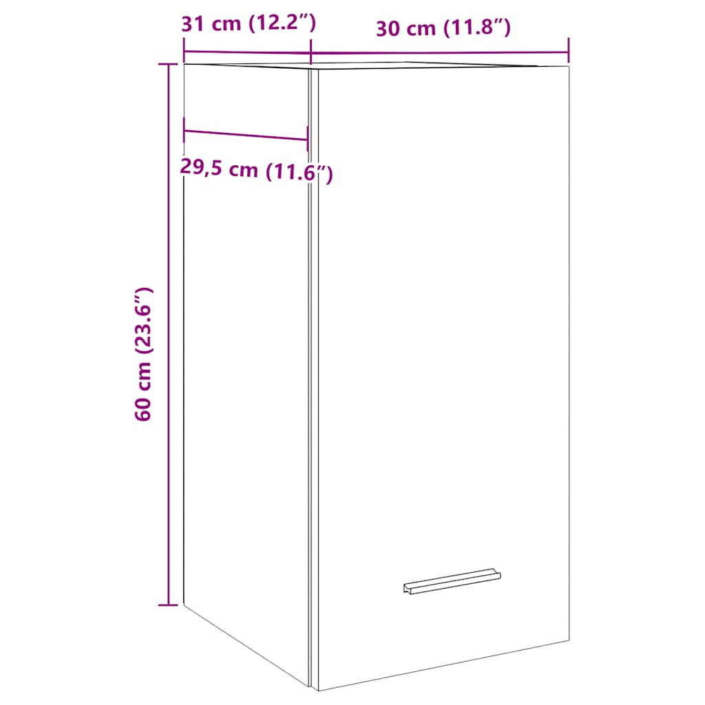 Bovenkast Lyon 30x31x60 cm bewerkt hout oud houtkleurig is nu te koop bij PeponiXL, paradijselijk wonen!