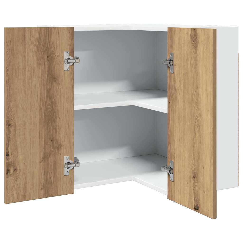 Hanghoekkast Lyon 57x57x60 cm bewerkt hout artisanaal eikenkleur is nu te koop bij PeponiXL, paradijselijk wonen!