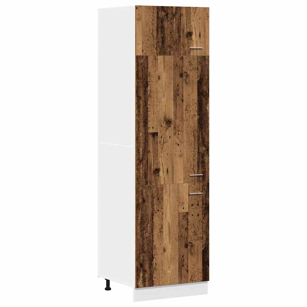 Ombouwkast voor koelkast Lyon 60x57x207 cm bewerkt hout oud houtkleurig is nu te koop bij PeponiXL, paradijselijk wonen!