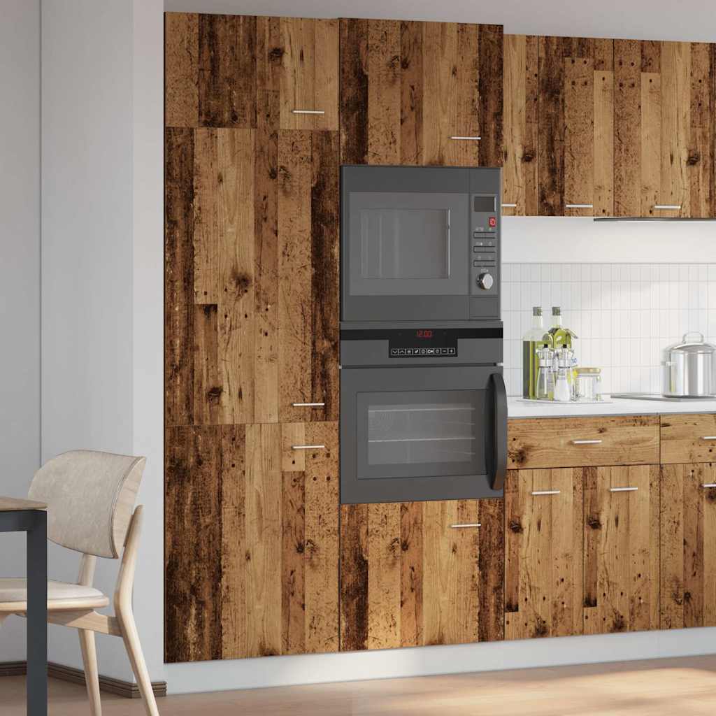 Ombouwkast voor koelkast Lyon 60x57x207 cm bewerkt hout oud houtkleurig is nu te koop bij PeponiXL, paradijselijk wonen!