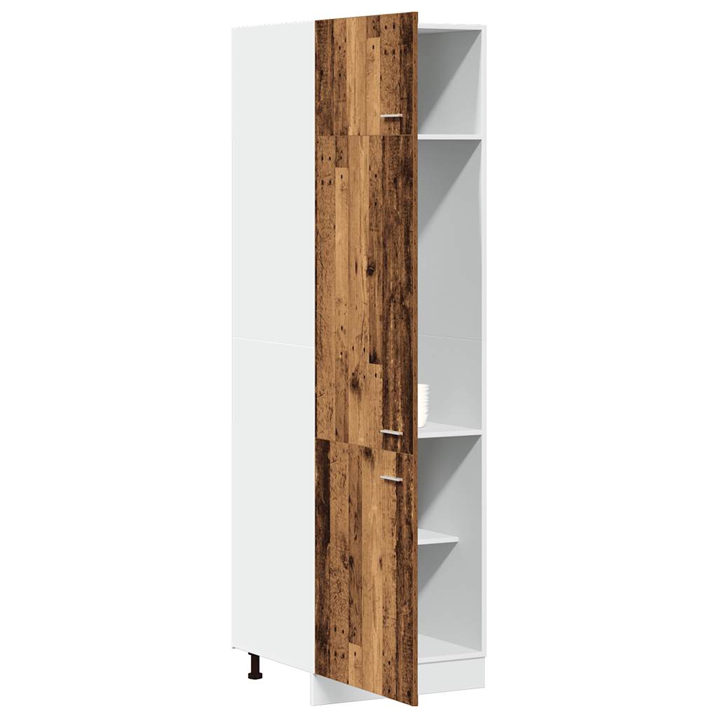 Ombouwkast voor koelkast Lyon 60x57x207 cm bewerkt hout oud houtkleurig is nu te koop bij PeponiXL, paradijselijk wonen!
