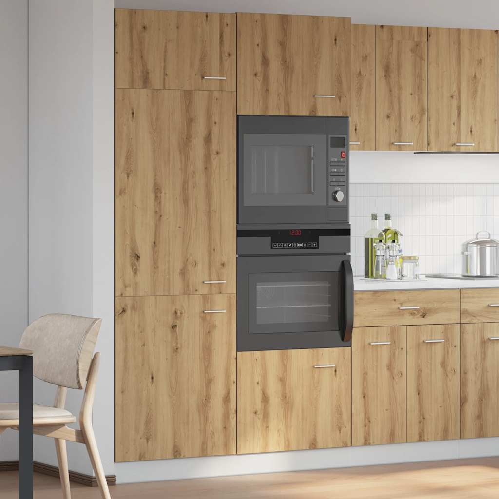 Ombouwkast voor koelkast Lyon 60x57x207 cm bewerkt hout artisanaal eikenkleurig is nu te koop bij PeponiXL, paradijselijk wonen!