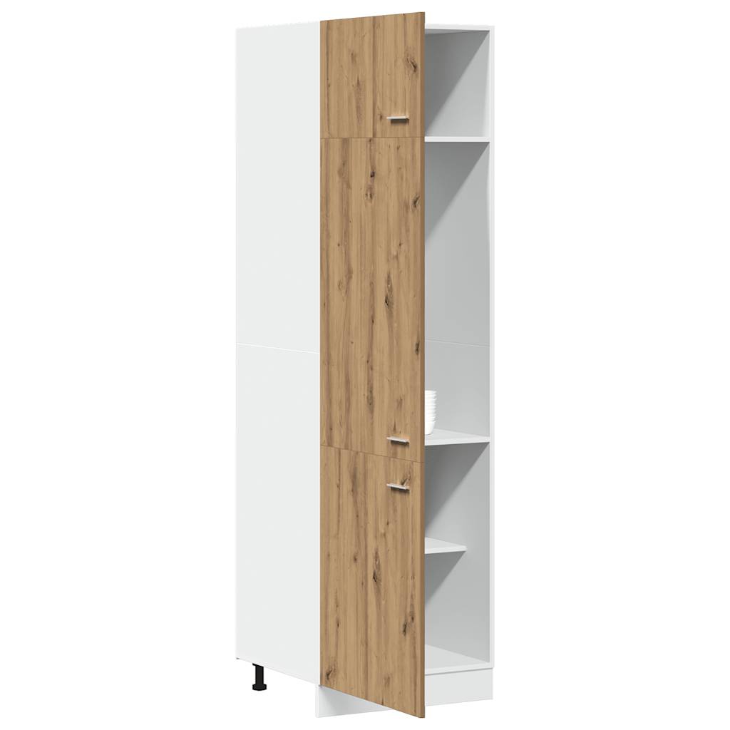 Ombouwkast voor koelkast Lyon 60x57x207 cm bewerkt hout artisanaal eikenkleurig is nu te koop bij PeponiXL, paradijselijk wonen!