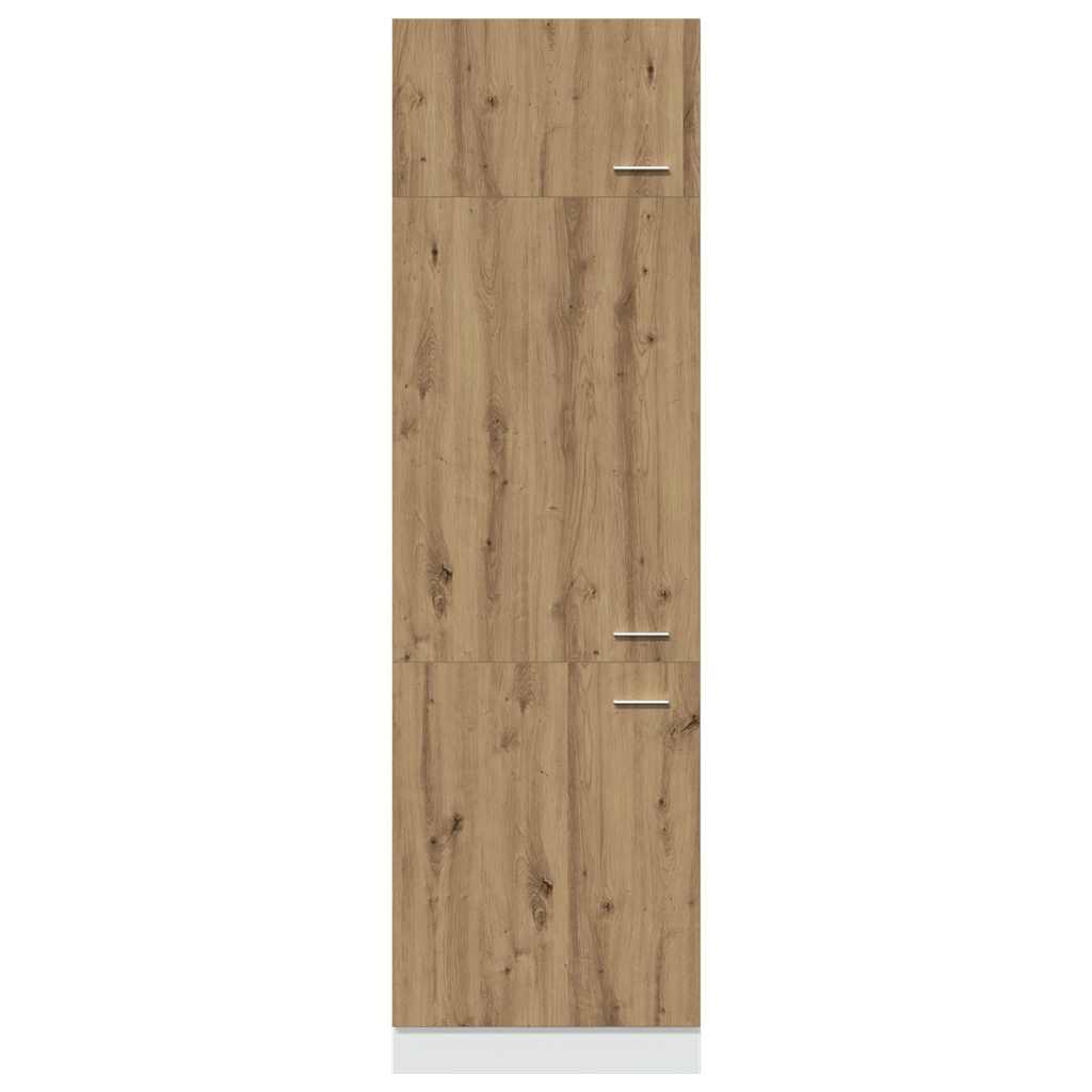 Ombouwkast voor koelkast Lyon 60x57x207 cm bewerkt hout artisanaal eikenkleurig is nu te koop bij PeponiXL, paradijselijk wonen!
