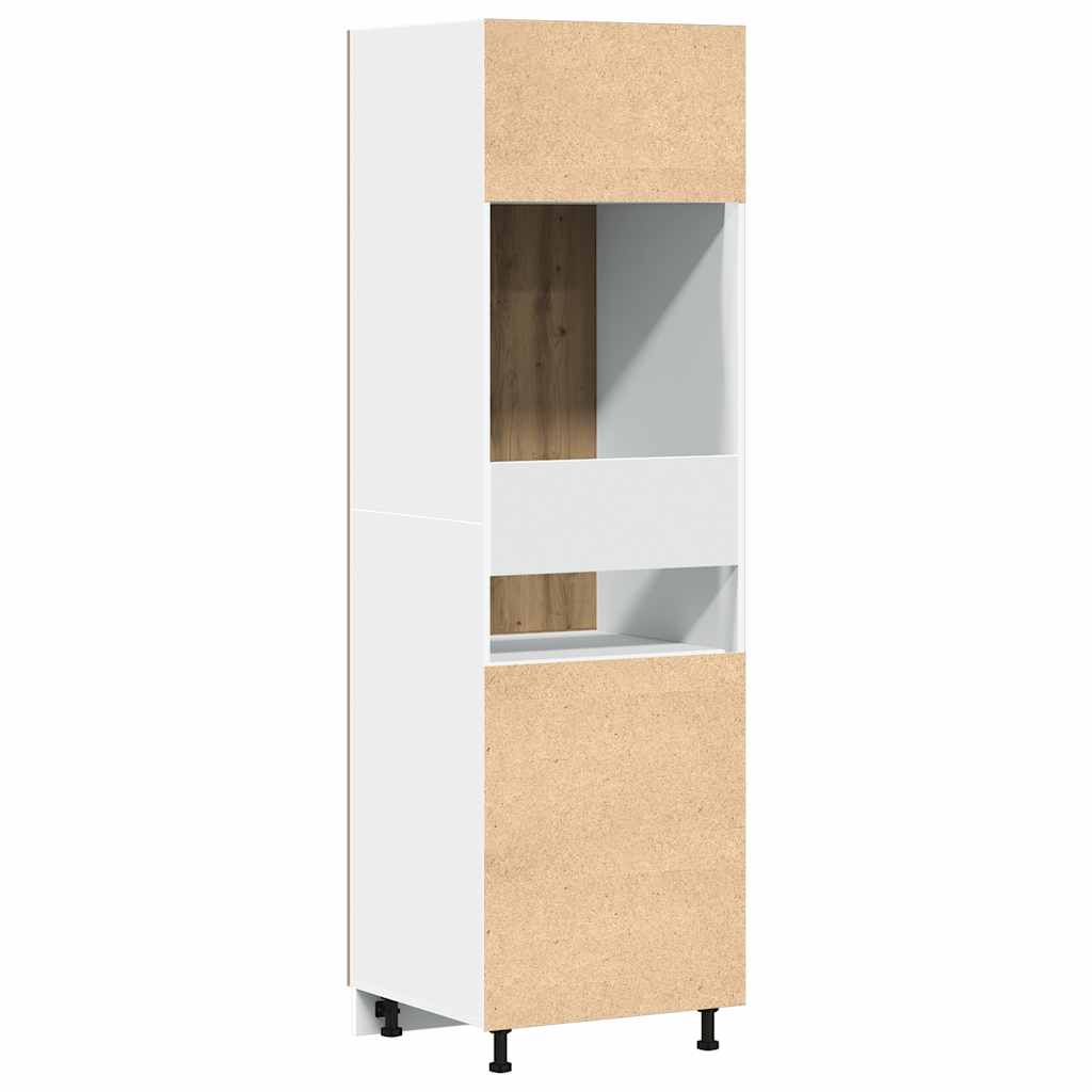 Ombouwkast voor koelkast Lyon 60x57x207 cm bewerkt hout artisanaal eikenkleurig is nu te koop bij PeponiXL, paradijselijk wonen!