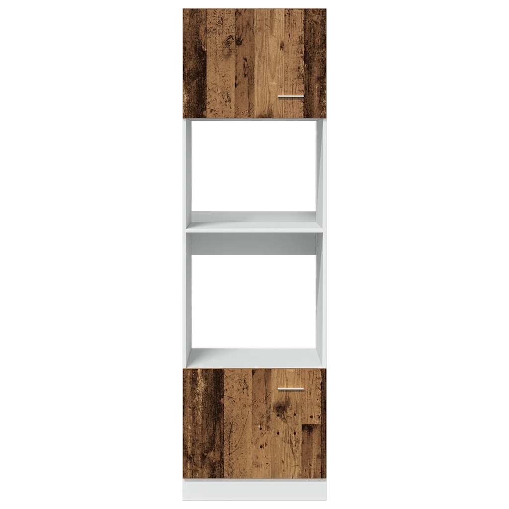Magnetronkast Lyon 60x57x207 cm bewerkt hout oud houtkleurig is nu te koop bij PeponiXL, paradijselijk wonen!