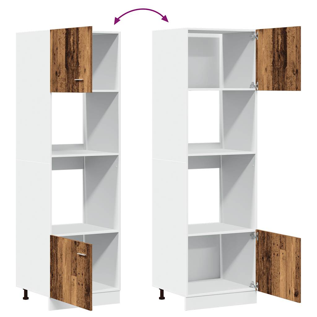 Magnetronkast Lyon 60x57x207 cm bewerkt hout oud houtkleurig is nu te koop bij PeponiXL, paradijselijk wonen!