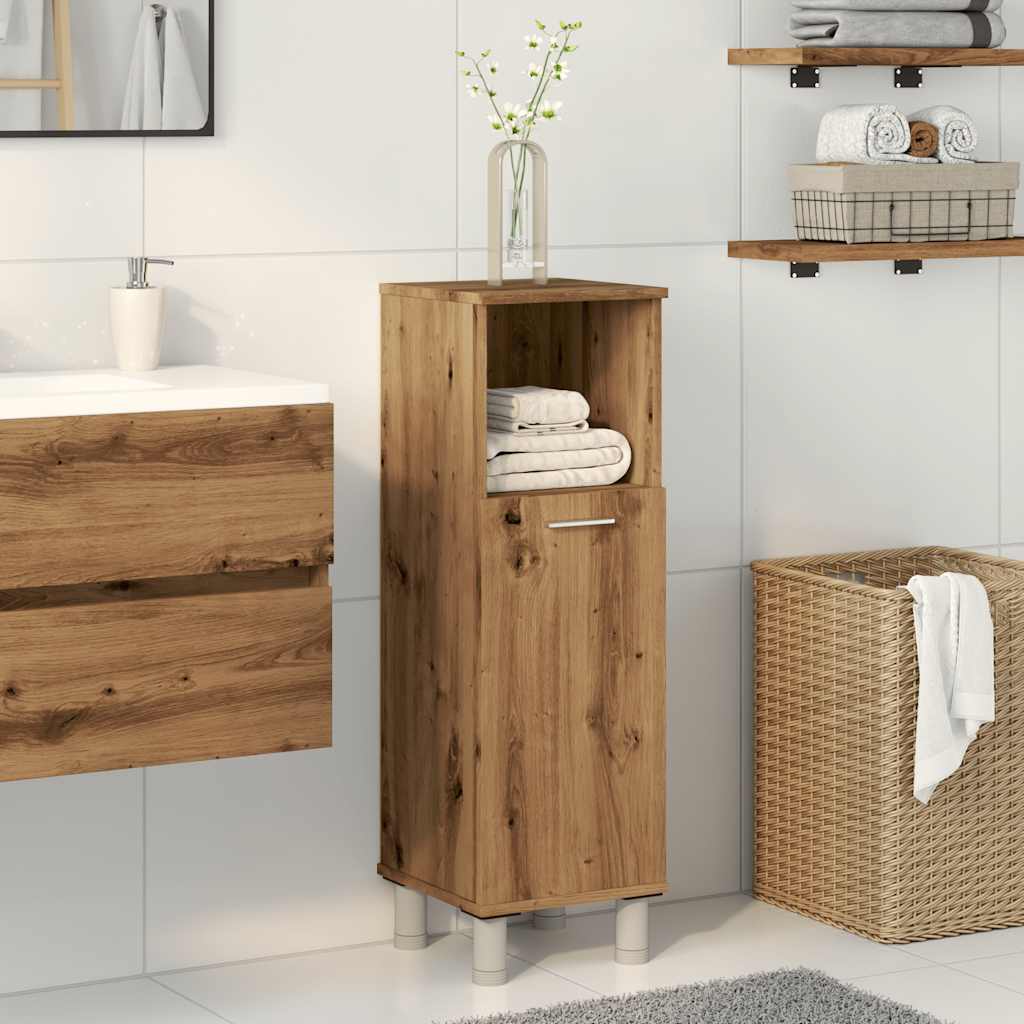Badkamerkast 30x30x95 cm bewerkt hout artisanaal eikenkleur is nu te koop bij PeponiXL, paradijselijk wonen!