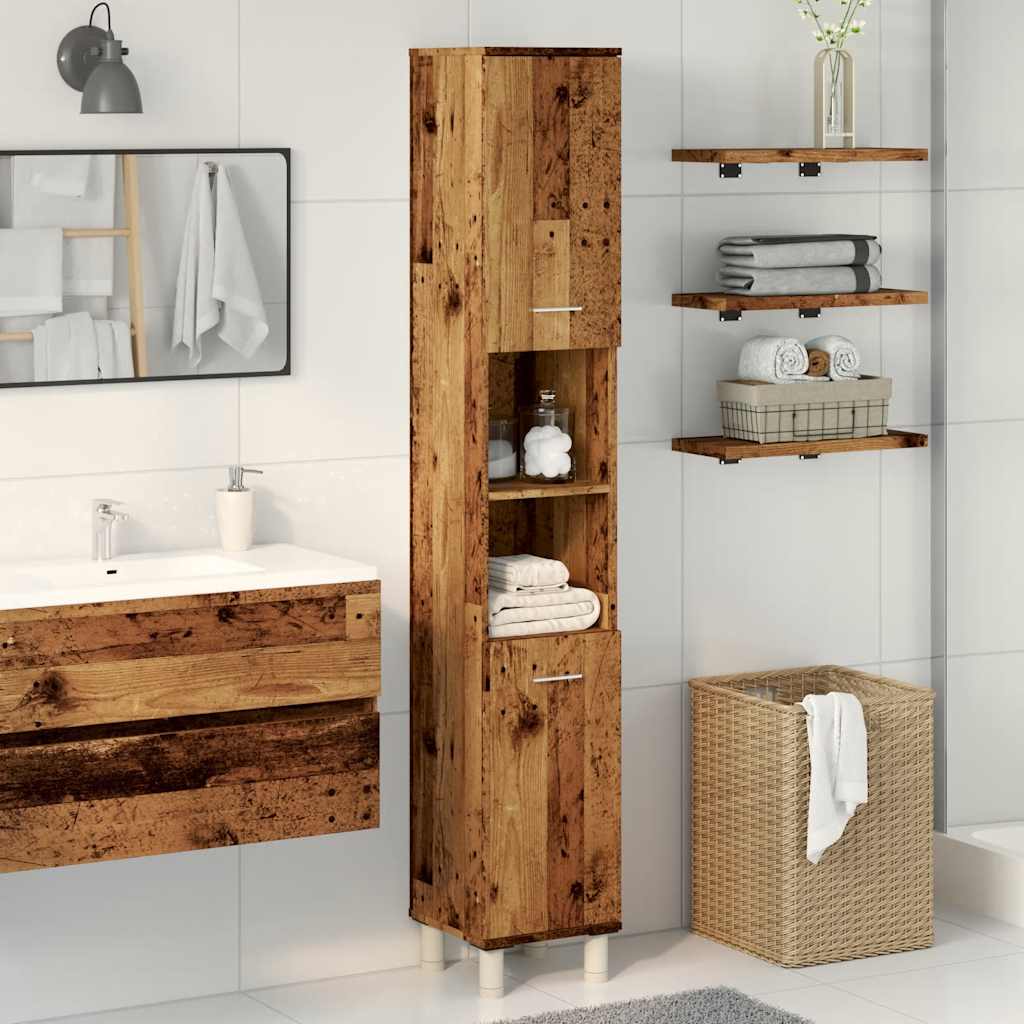 Badkamerkast 30x30x179 cm bewerkt hout oud houtkleurig is nu te koop bij PeponiXL, paradijselijk wonen!