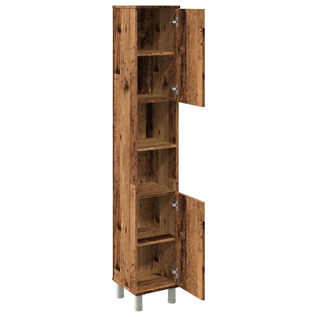 Badkamerkast 30x30x179 cm bewerkt hout oud houtkleurig is nu te koop bij PeponiXL, paradijselijk wonen!