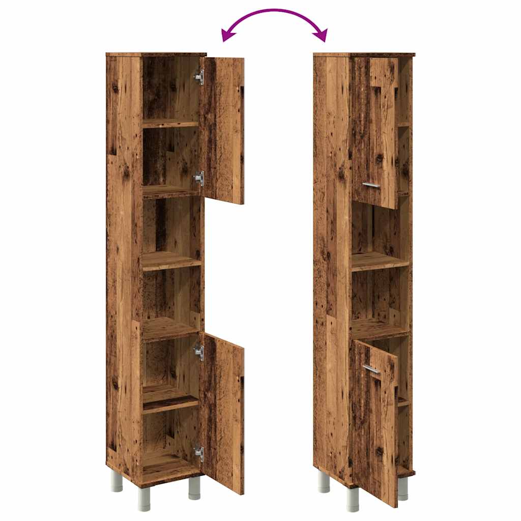 Badkamerkast 30x30x179 cm bewerkt hout oud houtkleurig is nu te koop bij PeponiXL, paradijselijk wonen!