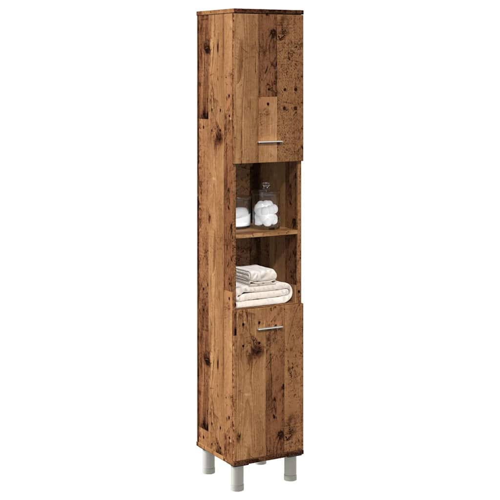Badkamerkast 30x30x179 cm bewerkt hout oud houtkleurig is nu te koop bij PeponiXL, paradijselijk wonen!