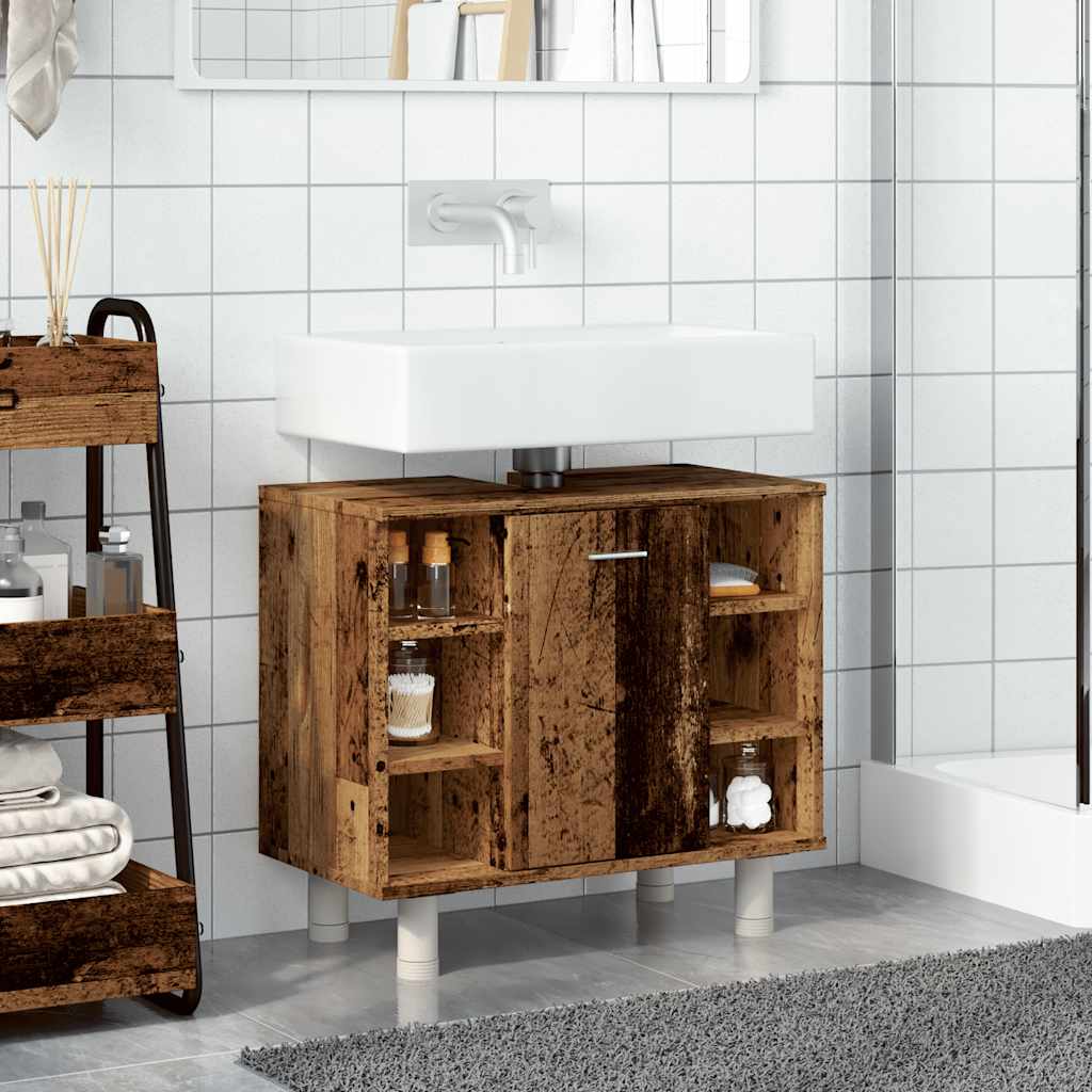 Badkamerkast 60x32x53,5 cm bewerkt hout oud houtkleurig is nu te koop bij PeponiXL, paradijselijk wonen!