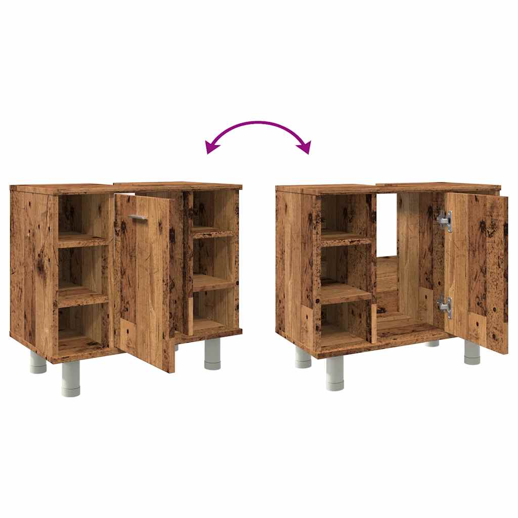 Badkamerkast 60x32x53,5 cm bewerkt hout oud houtkleurig is nu te koop bij PeponiXL, paradijselijk wonen!