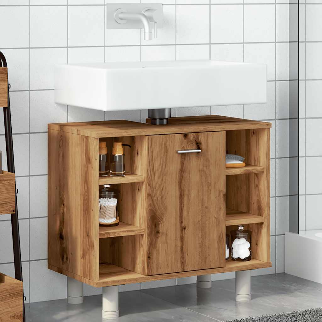 Badkamerkast 60x32x53,5 cm bewerkt hout artisanaal eikenkleur is nu te koop bij PeponiXL, paradijselijk wonen!